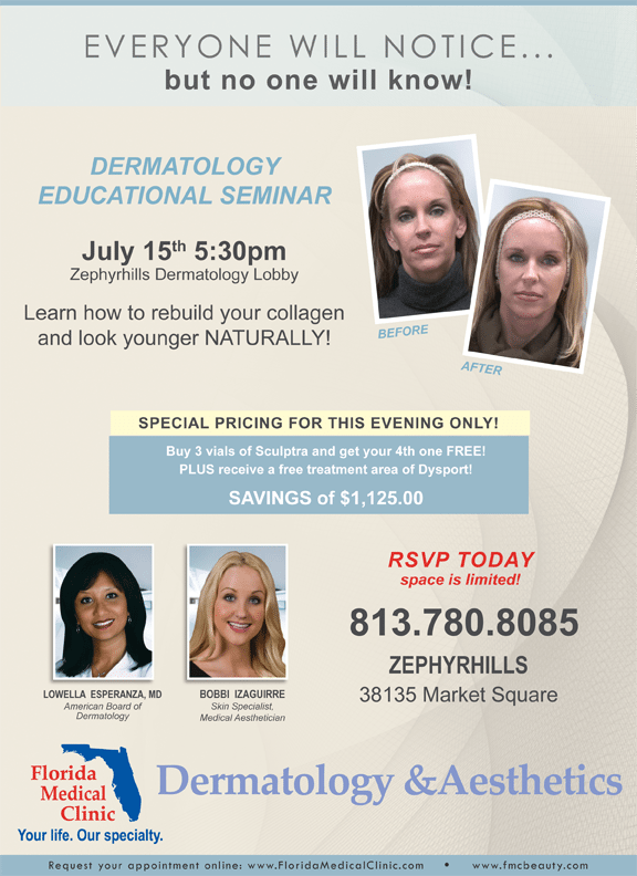 dermatology educational seminar july 15th 2015 florida medical dermatology flyer