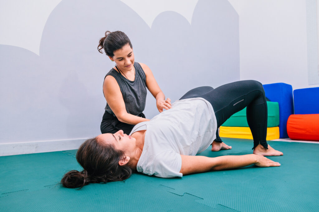 Woman doing pelvic floor therapy